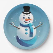 キュイ霜の降りた雪だるまイラストレーション紙プレート ペーパープレート (正面)