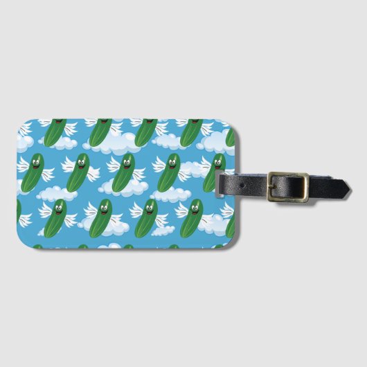 キュウおもしろいリ漬けフードユーモアファンタジー絵文字 ラゲッジタグ (正面横)