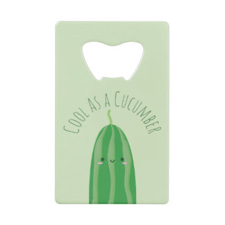 キュウリおもしろいーのかわいいグルメプリンのジョーク クレジットカード栓抜き