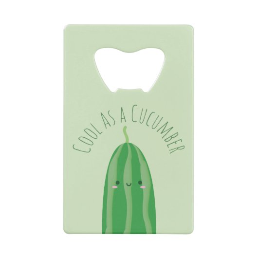 キュウリおもしろいーのかわいいグルメプリンのジョーク クレジットカード栓抜き (正面)