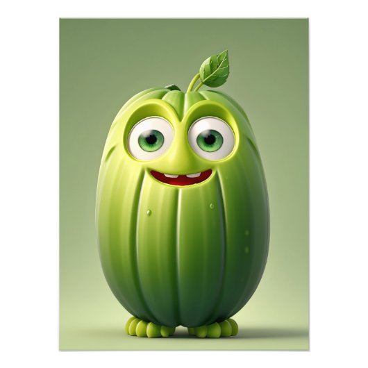 キュウリおもしろいーキャラクター フォトプリント            (正面)
