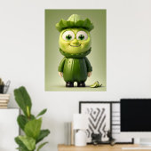 キュウリおもしろいーキャラクター ポスター (ホームオフィス)