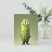 キュウリおもしろいーキャラクター ポストカード (スタンド正面)