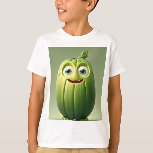 キュウリおもしろいーキャラクター Tシャツ (正面)