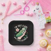 キュウリが大好きな女の子だけ – おもしろいベジタリアン ペーパープレート (パーティー)