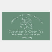 キュウリと緑茶のフェイスクリーム 長方形シール (正面)