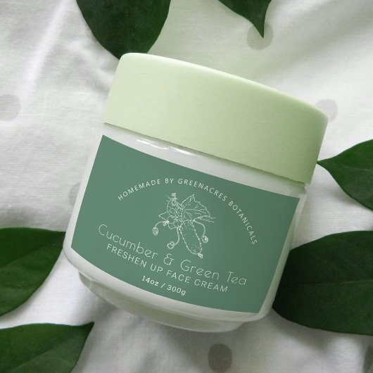 キュウリと緑茶のフェイスクリーム 長方形シール