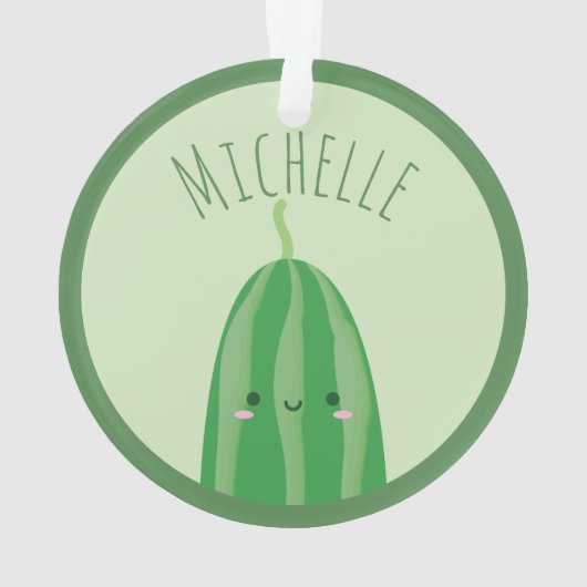 キュウリのかわいいとしておもしろいかわいい オーナメント (裏面)