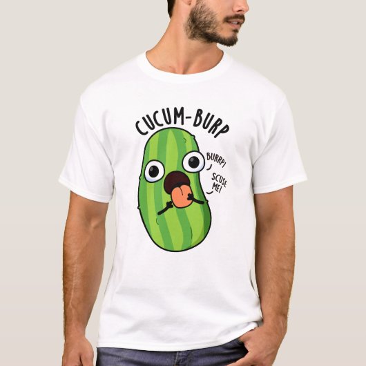 キュウリのゲップ おもしろきゅうりダジャレ Tシャツ (正面)