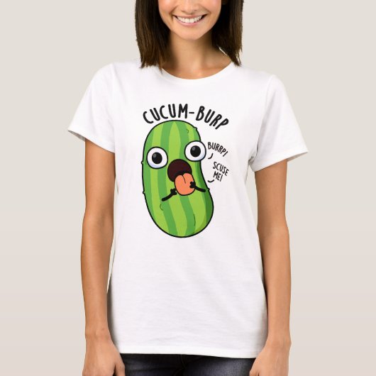 キュウリのゲップ おもしろきゅうりダジャレ Tシャツ (正面)