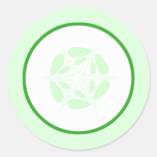 キュウリのスライス。緑と白。 ラウンドシール (正面)