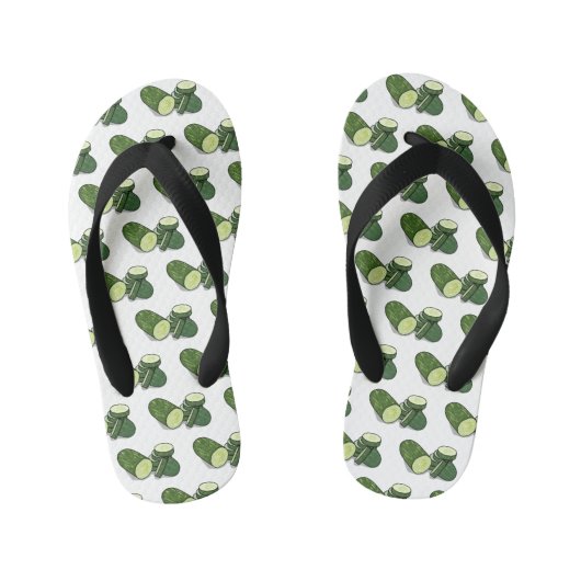 キュウリの漫画イラストレーション キッズビーチサンダル (フットベッド)