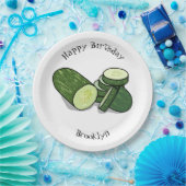 キュウリの漫画イラストレーション ペーパープレート (パーティー)