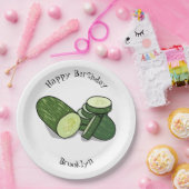 キュウリの漫画イラストレーション ペーパープレート (パーティー)