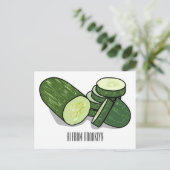 キュウリの漫画イラストレーション ポストカード (スタンド正面)