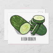 キュウリの漫画イラストレーション ポストカード (正面/裏面)
