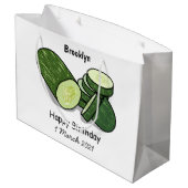 キュウリの漫画イラストレーション ラージペーパーバッグ (裏面アングル)