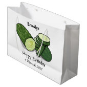 キュウリの漫画イラストレーション ラージペーパーバッグ (正面アングル)