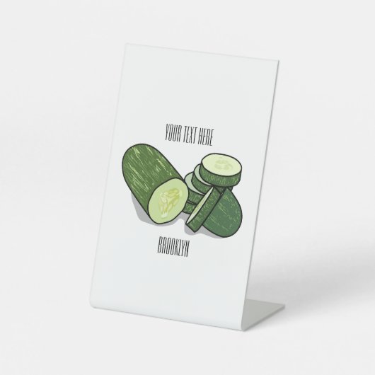 キュウリの漫画イラストレーション 台座サイン (正面)