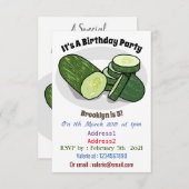 キュウリの漫画イラストレーション 招待状 (正面/裏面)