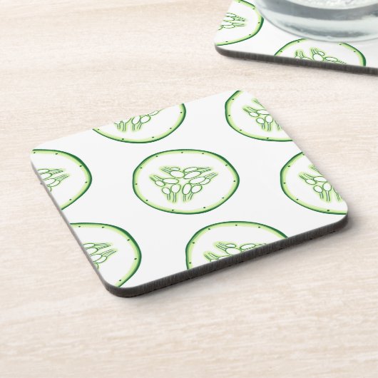 キュウリスライスのパターン コースター (左側)