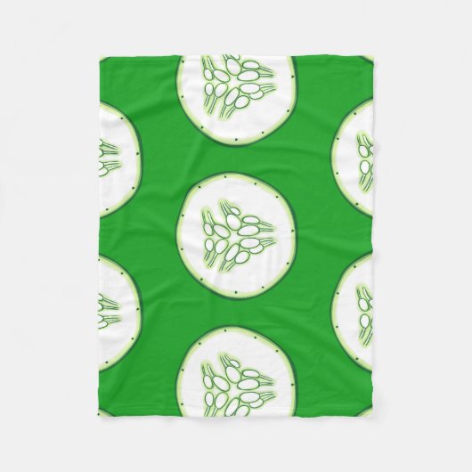 キュウリスライスのパターン フリースブランケット (正面)