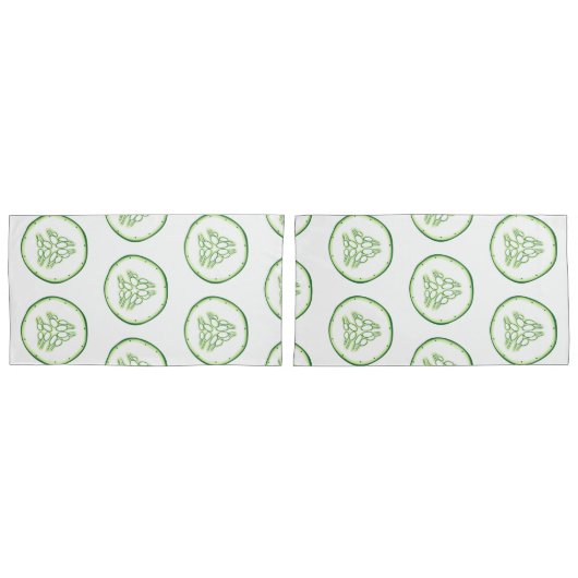 キュウリスライスのパターン 枕カバー (正面-セット)