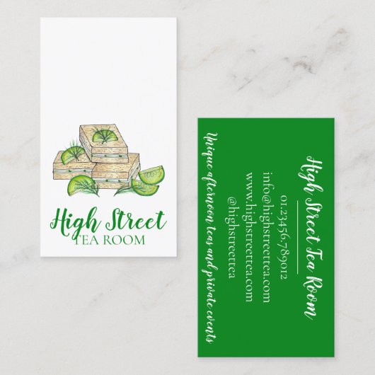 キュウリーフィンガーサンドイッチアフタヌーンティールームカフェ 名刺 (正面/裏面)