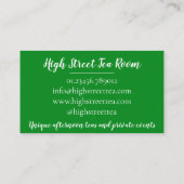 キュウリーフィンガーサンドイッチアフタヌーンティールームカフェ 名刺 (裏面)