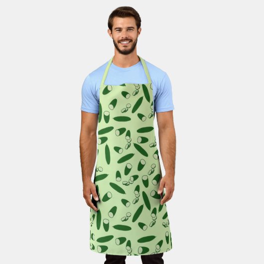 キュウリ模様 エプロン (着用した状態)