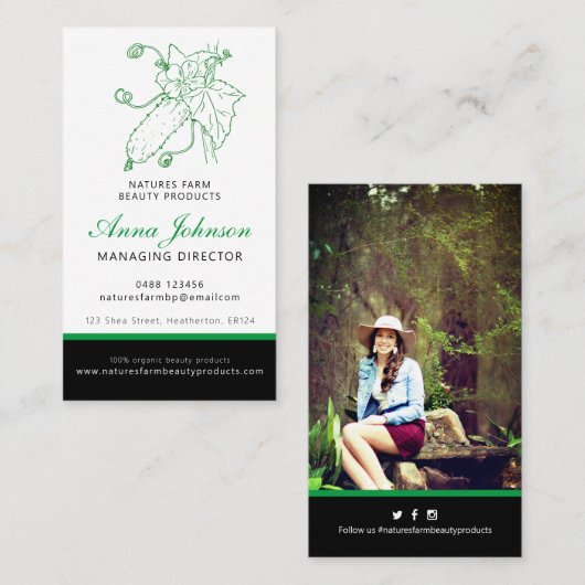 キュウリ美しい健康会社写真 名刺 (正面/裏面)