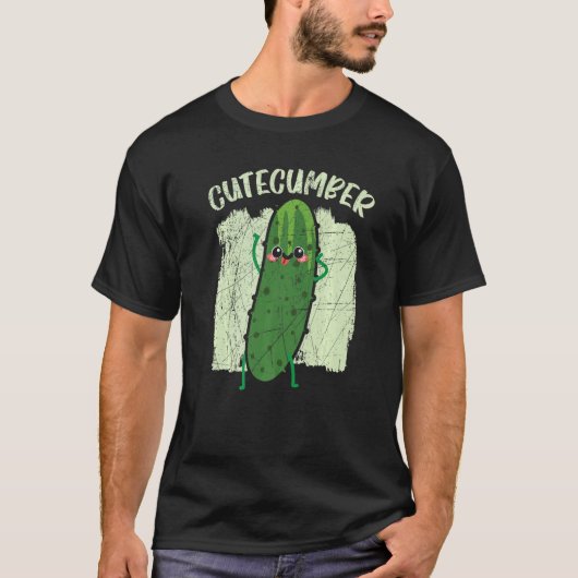 キュウリ野菜植物ベジタリアン ヴィーガン Tシャツ (正面)