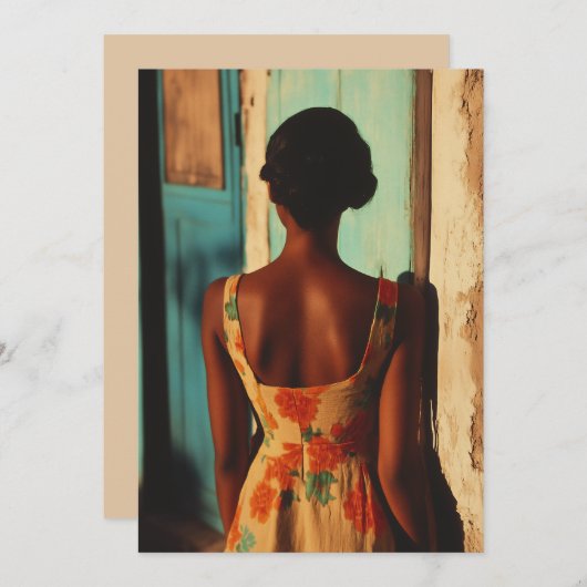 キュエレガントーバ女性フローラドレスatゴールデンアワー 招待状 (正面/裏面)