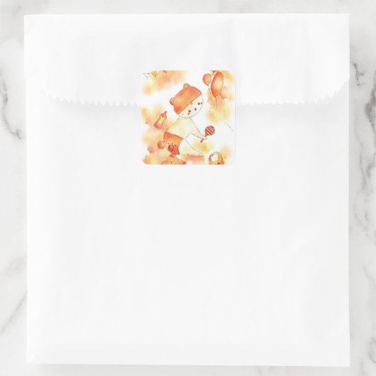 キュストベビーベア&トイズウォーターカラーオレンジピンククラ スクエアシール (バッグ)