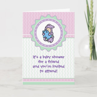 キュティエトートベビーシャワー招待状 – ピンク/グリーン 招待状