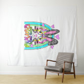 キュテストイースターバニー顔ヒョウ虹ハッピー タペストリー (インサイチュ(横))