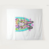 キュテストイースターバニー顔ヒョウ虹ハッピー タペストリー (正面(横))