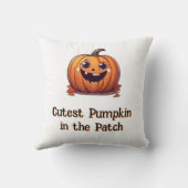キュテストパンプキンカートゥーンハロウィーンオレンジ文字 クッション (裏面)