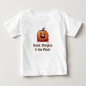 キュテストパンプキンカートゥーンハロウィーンオレンジ文字 ベビーTシャツ (正面)
