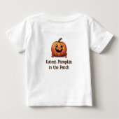 キュテストパンプキンカートゥーンハロウィーンオレンジ文字 ベビーTシャツ (裏面)
