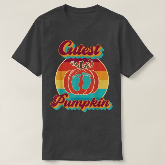 キュテストパンプキン紅葉秋の木レトロビンタ Tシャツ (デザイン正面)