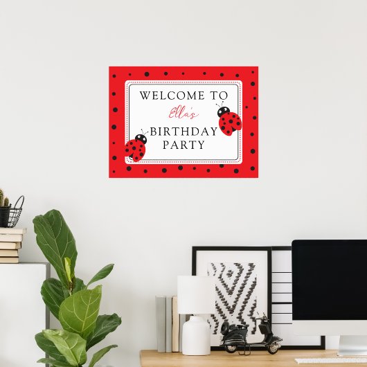 キュテストリトルレディバグ子供の誕生日パーティー ポスター (ホームオフィス)