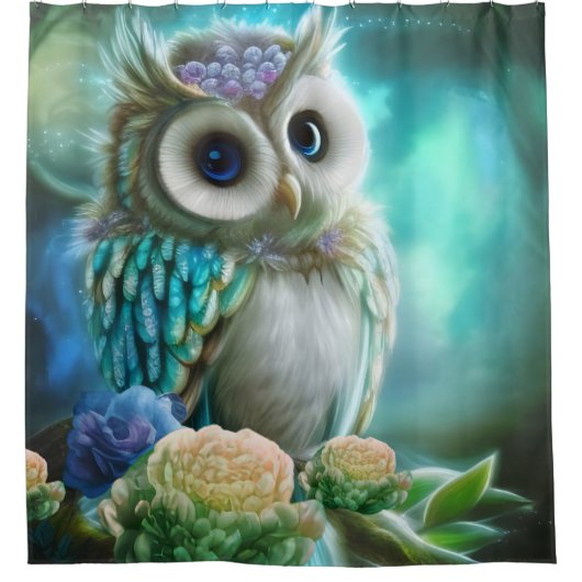 キュドリーかわいこちゃんフクロウ シャワーカーテン (正面)