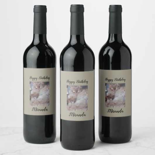 キュドリーキャット誕生日 ワインラベル (ボトル)