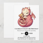 キュドリーピンクドラゴン誕生日 招待状 (正面/裏面)