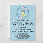 キュドリーベアリースクリスマスホリデーパーティーブルースノー 招待状 (正面)