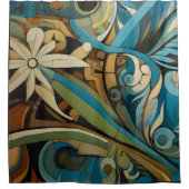 キュビインスパイアスアールデコ抽象芸術 シャワーカーテン (正面)