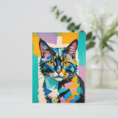 キュビカラフルストの猫アート ポストカード (スタンド正面)