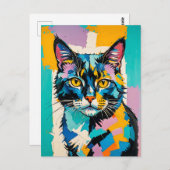 キュビカラフルストの猫アート ポストカード (正面/裏面)