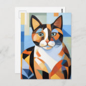 キュビズムのカリコ猫の組成絵画物 ポストカード (正面/裏面)